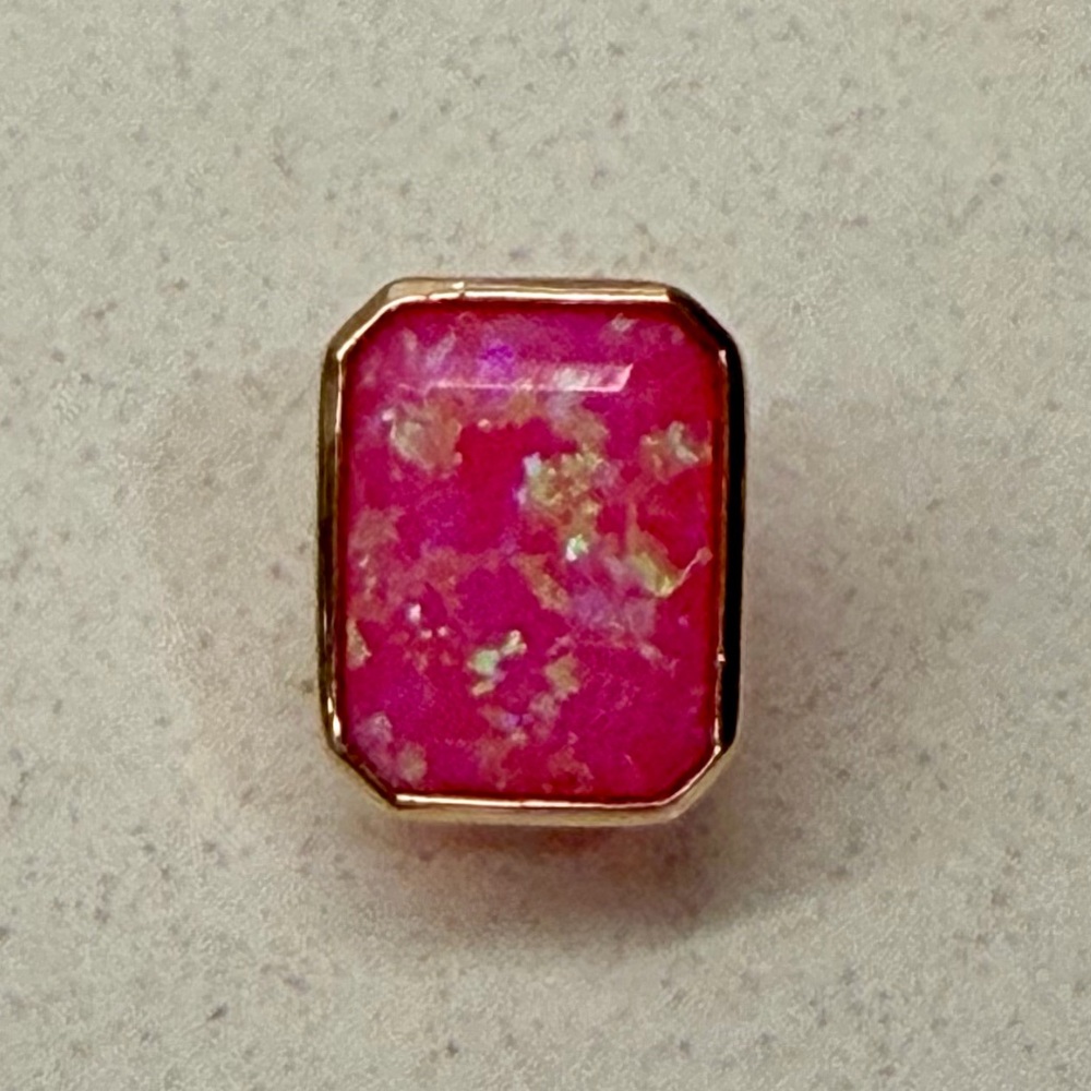 14k hot pink fire opal emerald cut bezel gemstone slider charm pendant